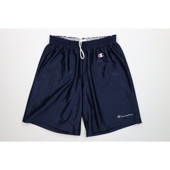 Vtg 90s Y2K Champion Mens Large Spell Out Gym Training Basketball Shorts Blue - Picture 1 of 11